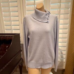 Sonoma Light Blue Button-Detail Turtleneck Sweater sz L